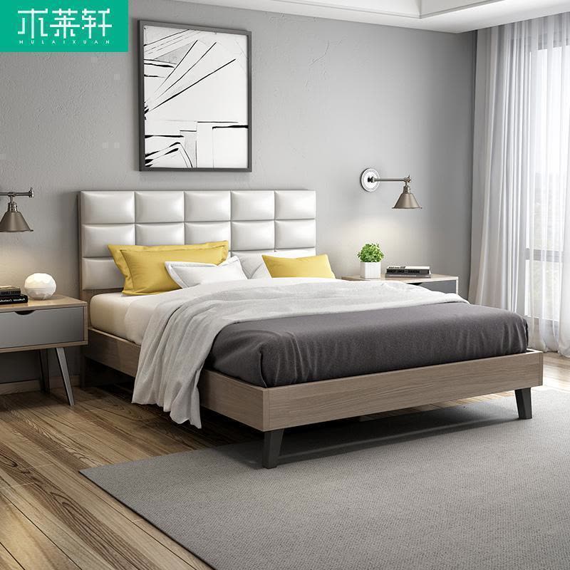 森美人北欧床现代简约气动高箱储物双人床主卧1.5米1.8米板式榻榻米婚床图片