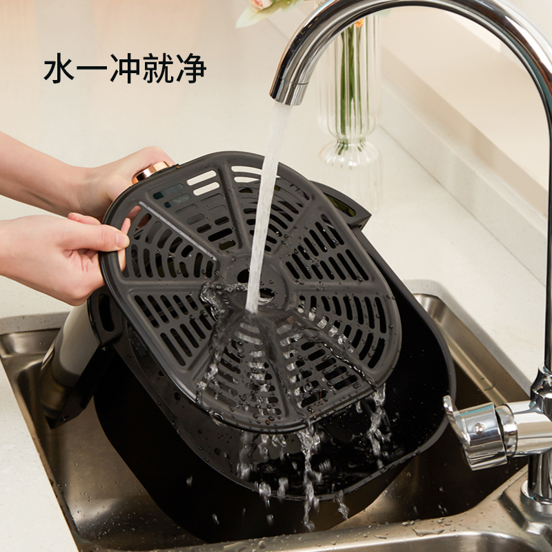 苏宁宜品空气炸锅 触控版8L大容量上下可视低脂无油烟大功率薯条机-ZG023E白色电子高清大图