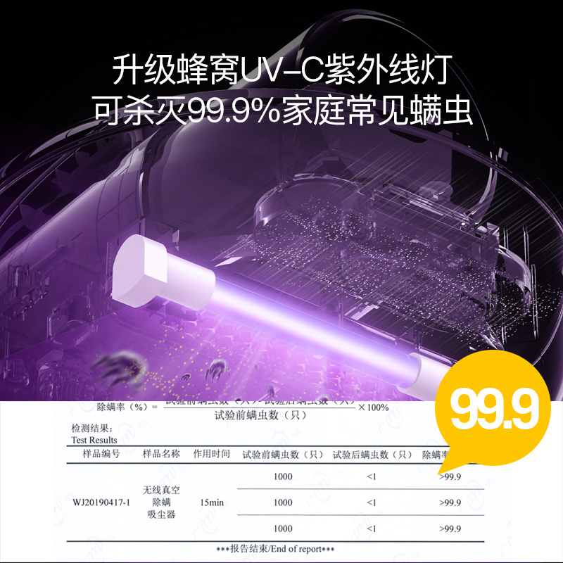德尔玛(DEERMA)除螨仪 CM1900 无线紫外线uv除螨仪 三大刷头 手持吸尘器家用 床上吸尘器