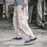 东京衣柜夏季新款原创棉麻宽松哈伦休闲裤男青年纯色小脚长裤男裤