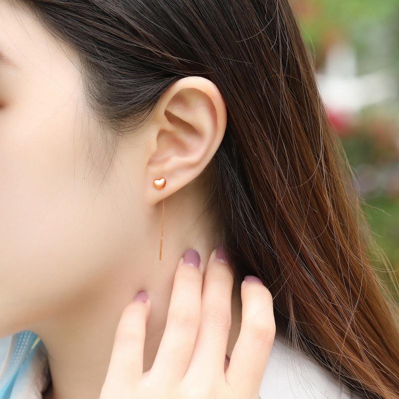 ryual 18k金黄金耳钉 玫瑰金心形耳饰 彩金耳环女款计价款送恋人 参数