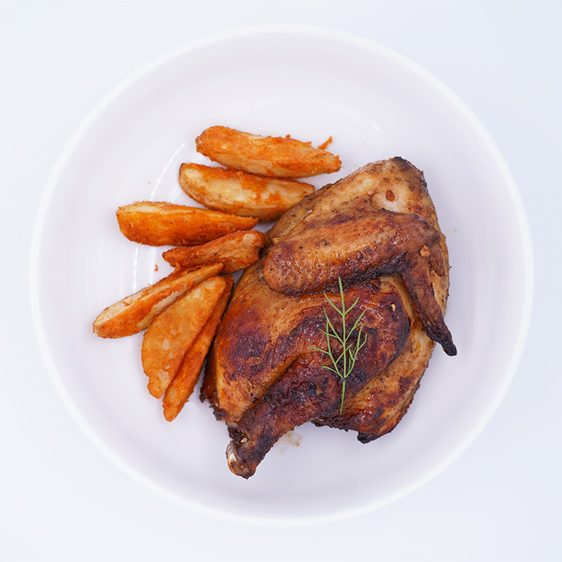 自制蜂蜜胡椒烤鸡半只配薯条320g