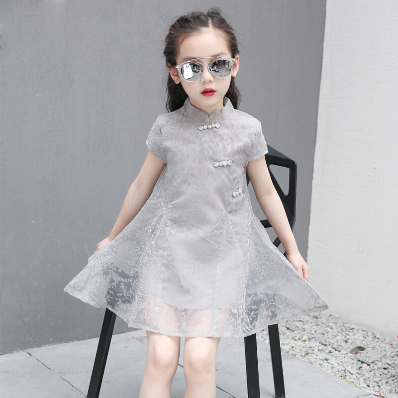 2018新款儿童女童女夏宝宝复古中国风旗袍连衣裙公主裙小孩夏季
