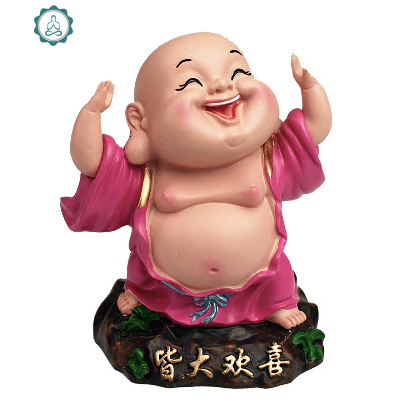 新款汽车摆件可爱笑佛像大肚弥勒佛树脂仿瓷公仔车上用饰品封后满载而