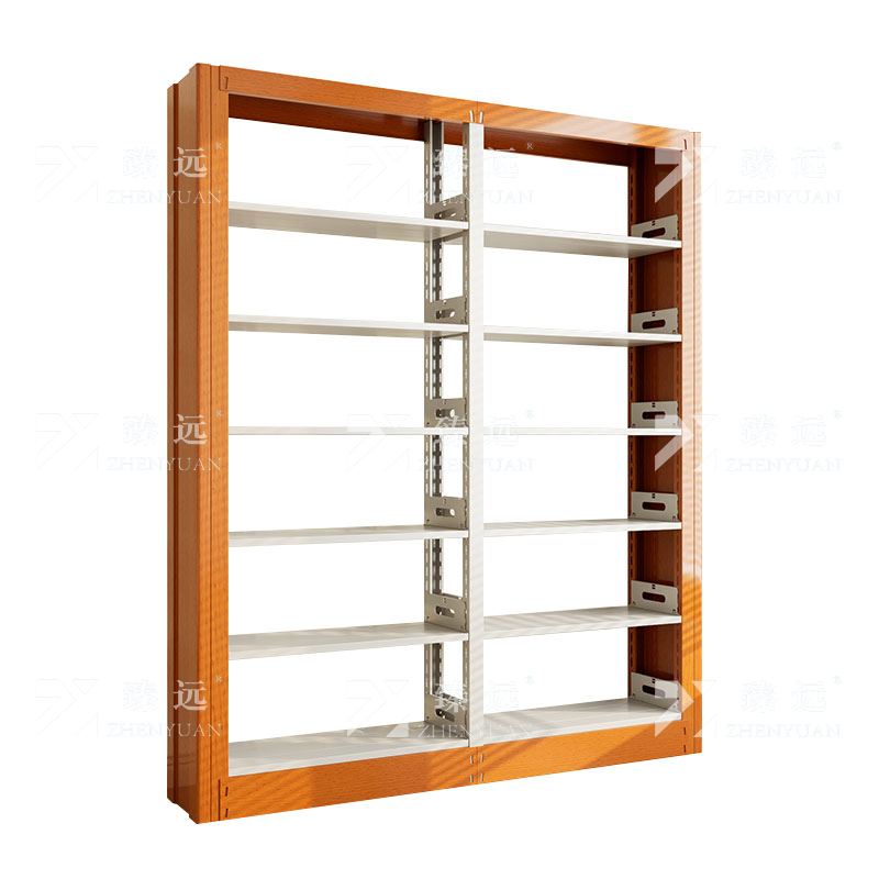 臻远 ZY4072622 钢制书架黄色转印图书馆书架资料架 单面6层一列二组1900*300*2000