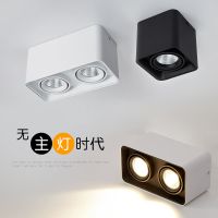明装筒灯射灯方形cob斗胆灯客厅led天花灯家用双头吸顶无主灯照明