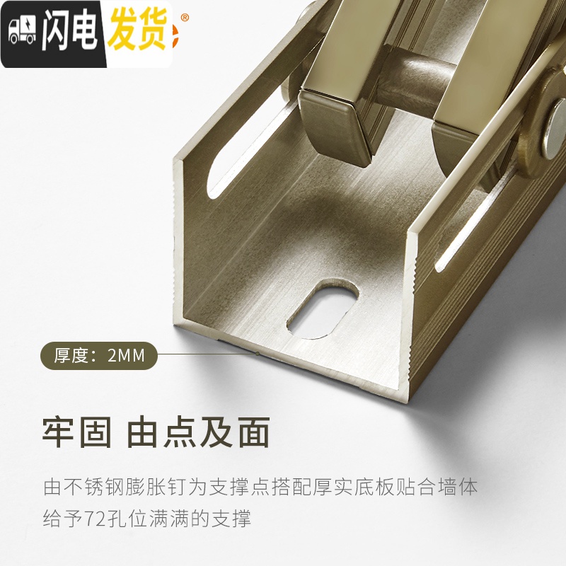 三维工匠阳台伸缩晾衣架户外推拉窗外晒衣架折叠家用晾衣杆室外凉衣架 香槟色-三杆晾晒1米高清大图