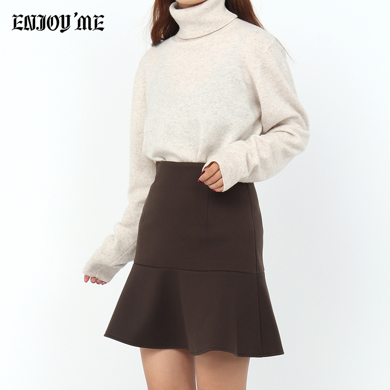 ENJOY’ME女装2019冬季新品甜美荷叶边裙摆加绒短半身裙