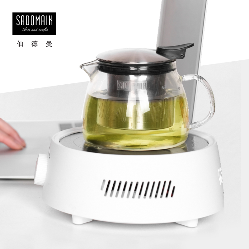 仙德曼SADOMAIN 玻璃泡茶壶家用茶具耐热玻璃咖啡壶过滤水壶茶壶 480ml-直火花茶壶CS048