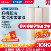 海尔(Haier)16升燃气热水器 天然气热水器16L 即热式 家用零冷水 精控恒温 即开即洗JSQ31-16R5BW