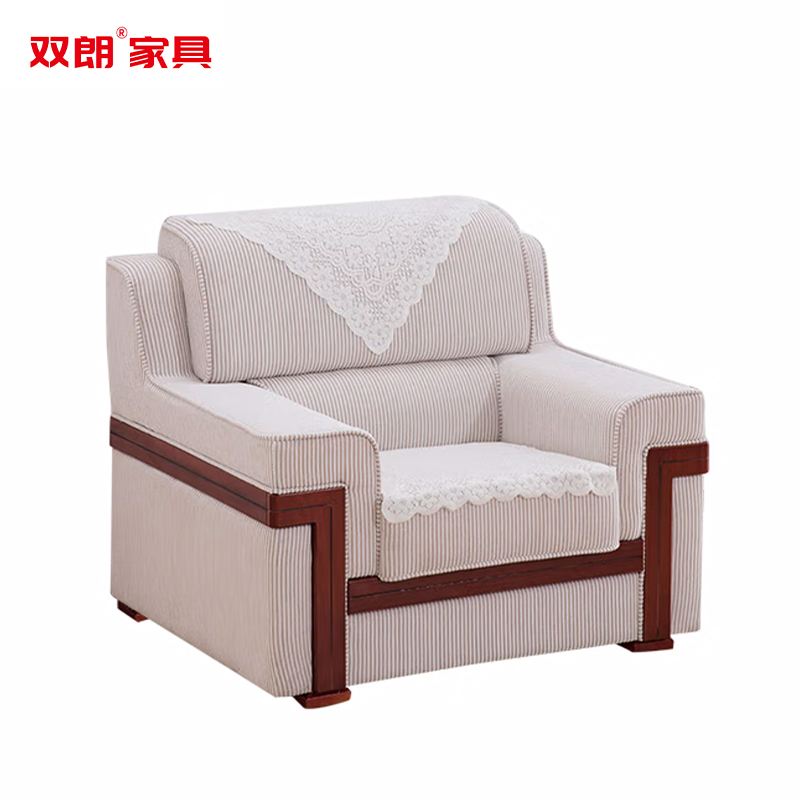 双朗 单人位布艺沙发 SL-HB808-1BY 1050*880*900mm 白色+胡桃色 张高清大图