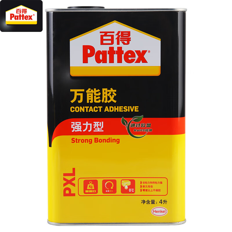汉高百得(Pattex)万能胶 木工胶水 强力胶地板胶木板胶修补胶强力型PX4L*4L