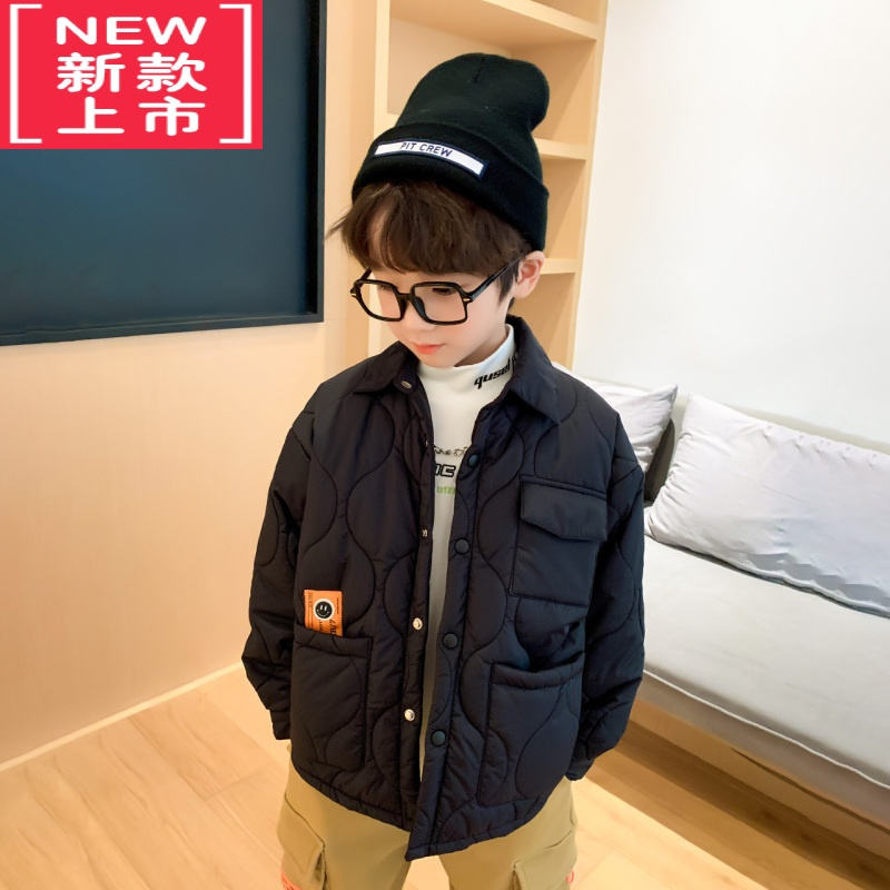 可莉允童装男童棉服外套冬装2022新款中大童夹棉衬衣儿童棉衣冬季潮
