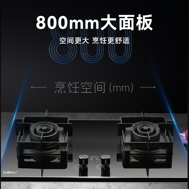 康宝燃气灶 台嵌两用 液化气 台式灶具 嵌入式 上下进风 双台灶 JZY-Q250-B208[5.0KW火力]