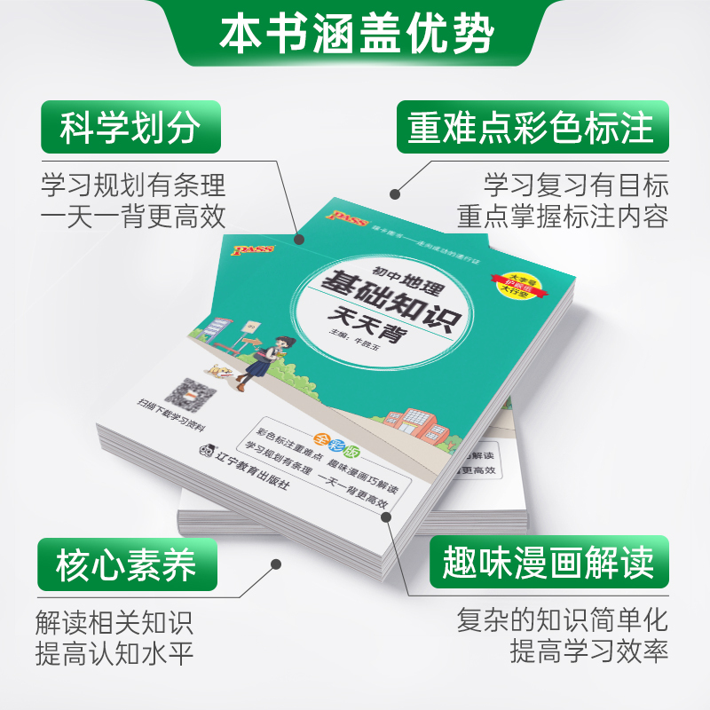 地理 初中通用 [正版]2025新版初中地理基础知识天天背七年级八年级知识点手册核心考点大全会考复习资料掌中宝口袋书pa