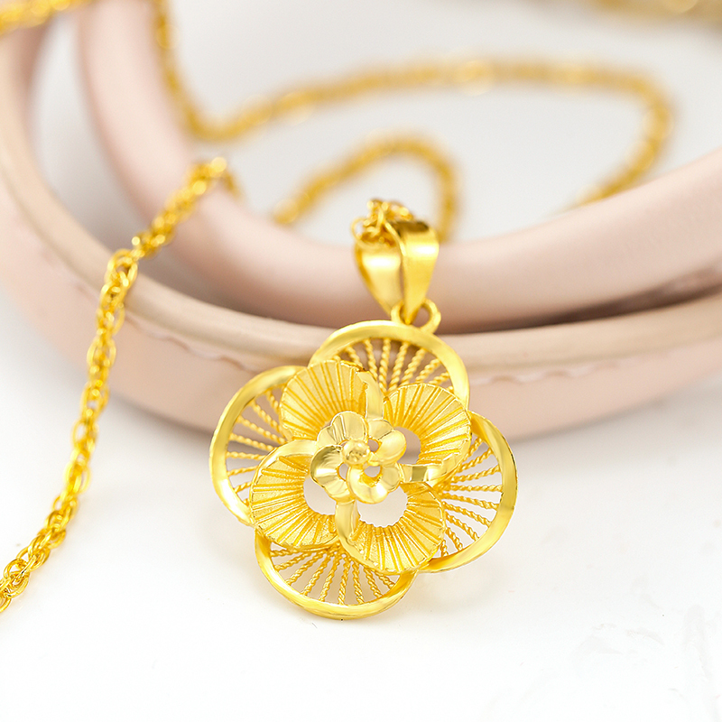 金地珠宝足金花吊坠黄金女款吊坠节日礼物单个吊坠需要项链请另行购买