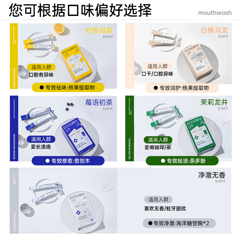 白惜 抗糖益生菌抑清洁口腔臭新口气便携装漱口水12ml*30支高清大图