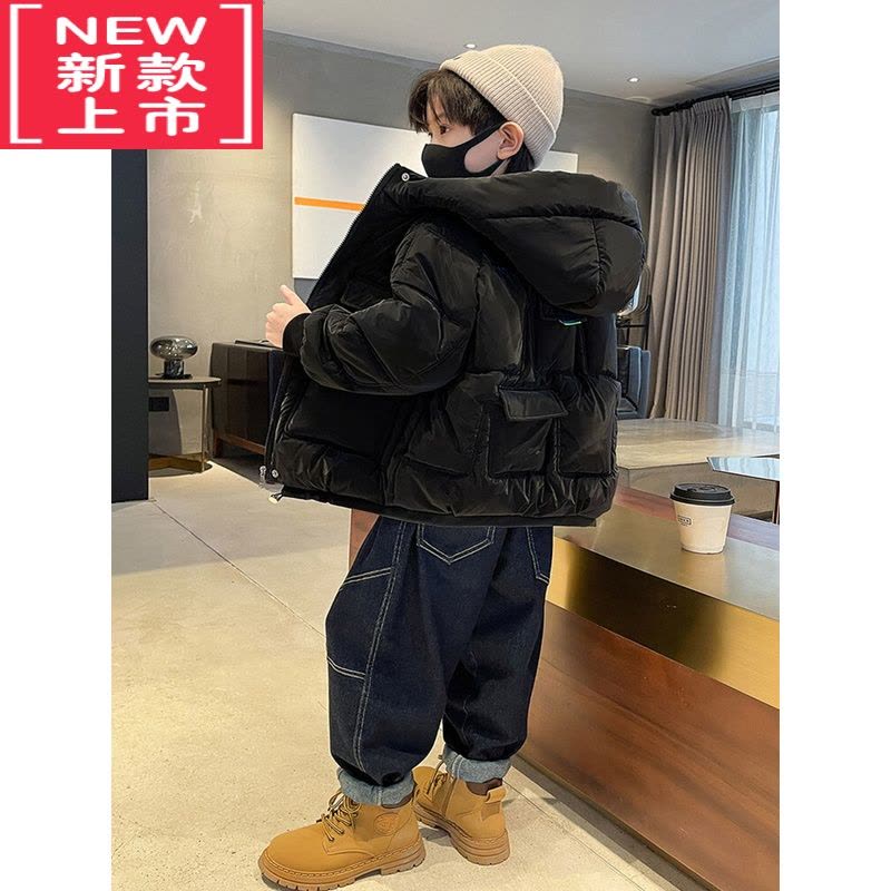 可莉允男童棉衣外套冬装2022新款中大童短款连帽加厚棉袄儿童棉服派克服图片
