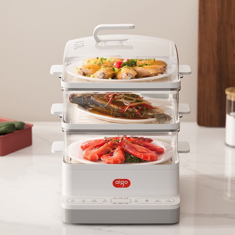 爱国者(aigo) 炖蒸一体家用多功能蒸包子锅电热锅电蒸笼 18L 白色 ADZG-80W01高清大图
