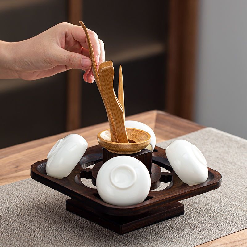 竹制茶杯架家用单层双层三层功夫茶杯茶具收纳架沥水架茶道置物架倒扣