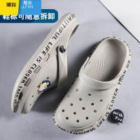 聚范洞洞鞋男夏季拖鞋男潮软底大头鞋韩版潮流室外沙滩鞋包头男士凉鞋