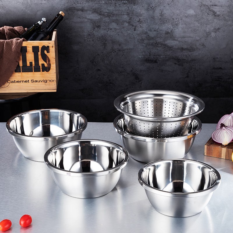 易铂yispot 纳米铂五件套盆 201不锈钢加厚欧式盆+米筛盆套装 YP-8052高清大图