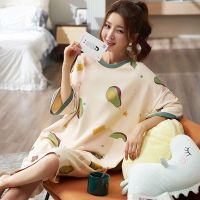 南极人棉睡裙女夏季短袖连衣裙韩版清新学生可爱睡衣夏天家居服 XL码120-140斤 NS7006