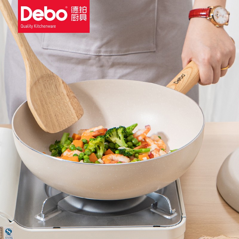 德铂Debo 贝妮思不粘锅三件套炒锅煎锅汤锅电磁炉明火通用DEP-DS296高清大图