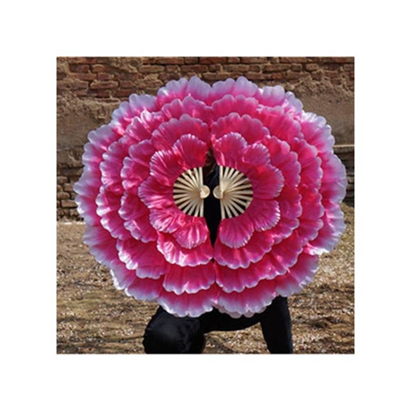 道具舞台牡丹花扇大演出扇子团体操活动花瓣舞蹈扇开场舞蹈|卡其色玫红白边36公分直径92右