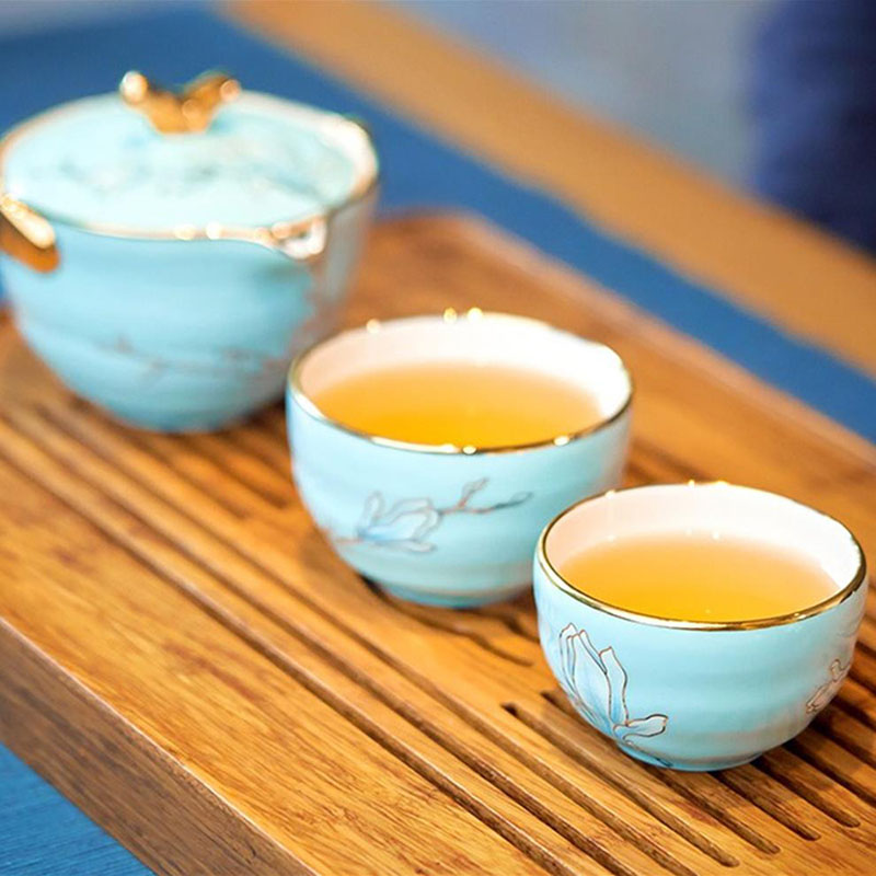 玛戈隆特 行云若水旅行茶具-玉兰花开珐琅彩(水蓝色) 4头2人份 1.04.55609高清大图