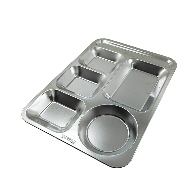 妙简乐 304不锈钢六格餐盘 35.5x26.5x3cm 个高清大图