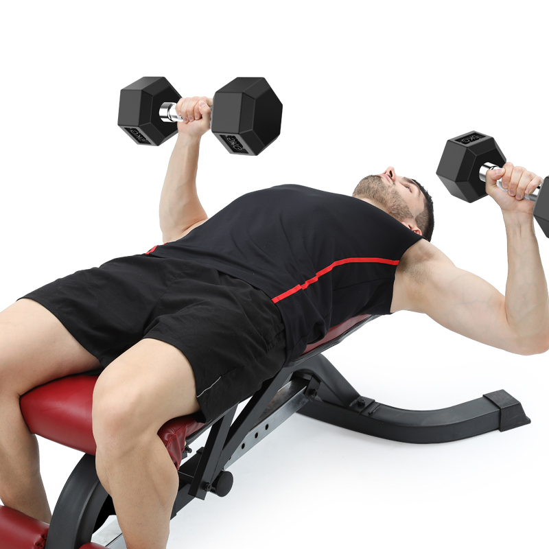 六角包胶哑铃铸铁固定哑铃家用男士练臂肌健身房健身器材一只装