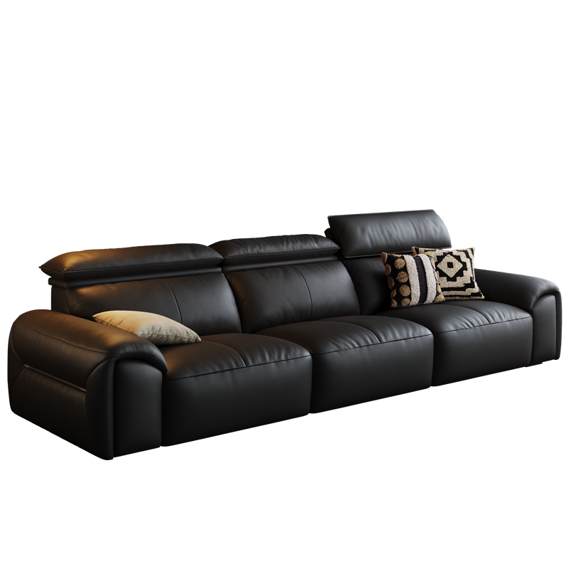 苏宁官方真皮沙发高靠背皮艺沙发意式极简-雷诺高清大图