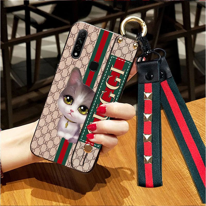 oppoa8手机壳防摔软pdbm00保护套腕带款挂绳硅胶支架女款个性潮流黑