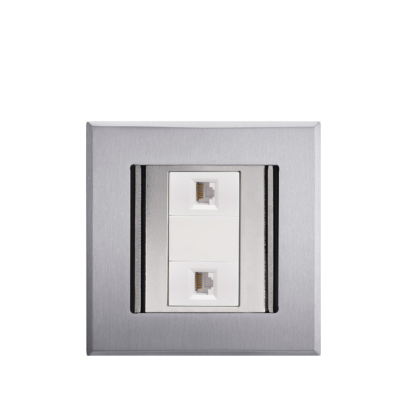 册视监控器材配件双开门隐藏不锈钢地插防水双口千兆网络地板插两位六类网线地插座rj45套高清大图