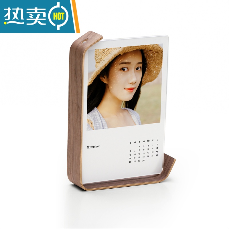 敬平木质亚克力创意相框摆台实木桌面立体照片干花植物标本相框可定制 月牙(铁质) 含亚克力透片 8寸高清大图