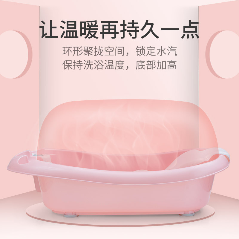 DuDi/青蛙嘟迪 婴童浴盆宝宝洗澡盆婴幼儿感温浴盆可坐可躺澡盆新生儿大号儿童沐浴盆配十字浴网 蓝色
