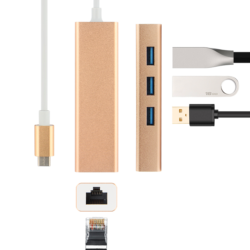 久宇 HP惠普笔记本千兆网口网线Type-c转接头USB3.0接口扩展坞分线器USB-C拓展