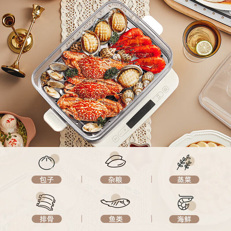 小熊电蒸锅电蒸笼小型早餐机双层大容量多功能可定时煮蛋器家用高清大图