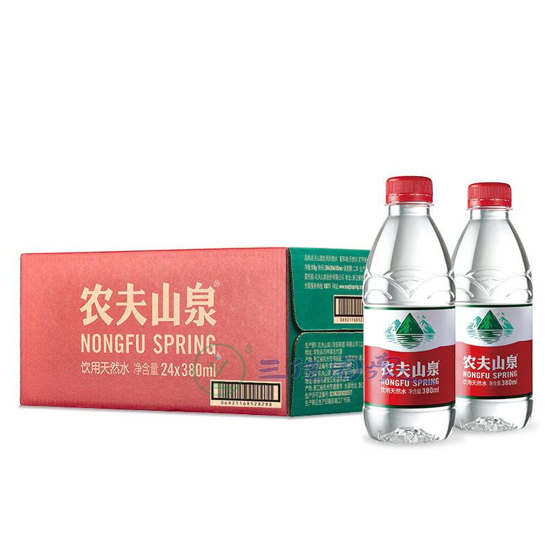 农夫山泉380ml 饮用天然水24瓶整箱 农夫弱碱性瓶装水