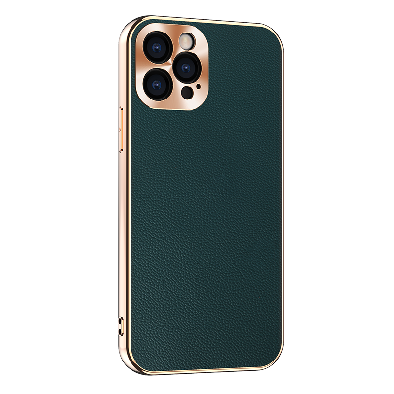 安美宝 iPhone14手机壳苹果13保护套皮Plus苹果14promax时尚电镀全包镜头lphone12pro商务简约高清大图