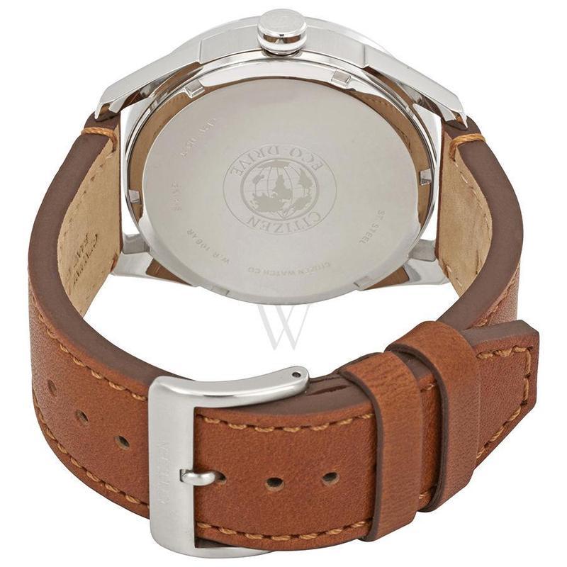 西铁城citizencto皮革蓝色表盘男士光动能石英表个性潮流双眼休闲百搭