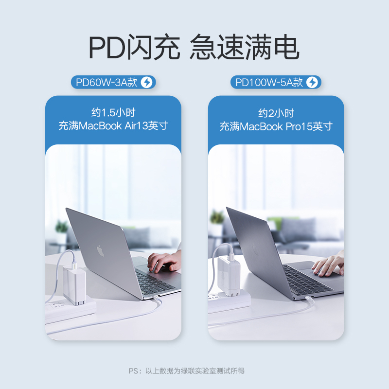 绿联 80372 Type-C公对公数据线 黑色 2米