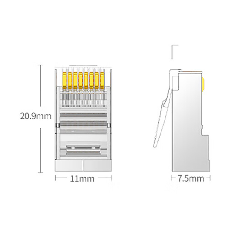 绿联(UGREEN)六类RJ45水晶头 50248千兆工程级网络连接器 Cat6网线接头镀金 100个装
