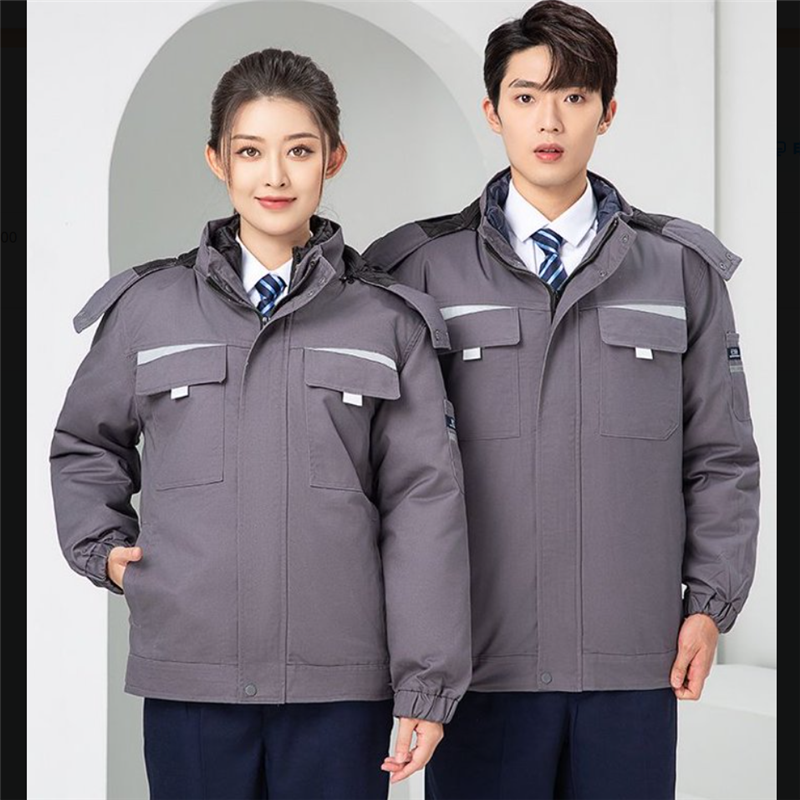 京嘉(JINGJIA)D522短款羽绒服 藏蓝深灰色 可定制LOGO 短款羽绒服劳保工作服劳保服男女同款高清大图