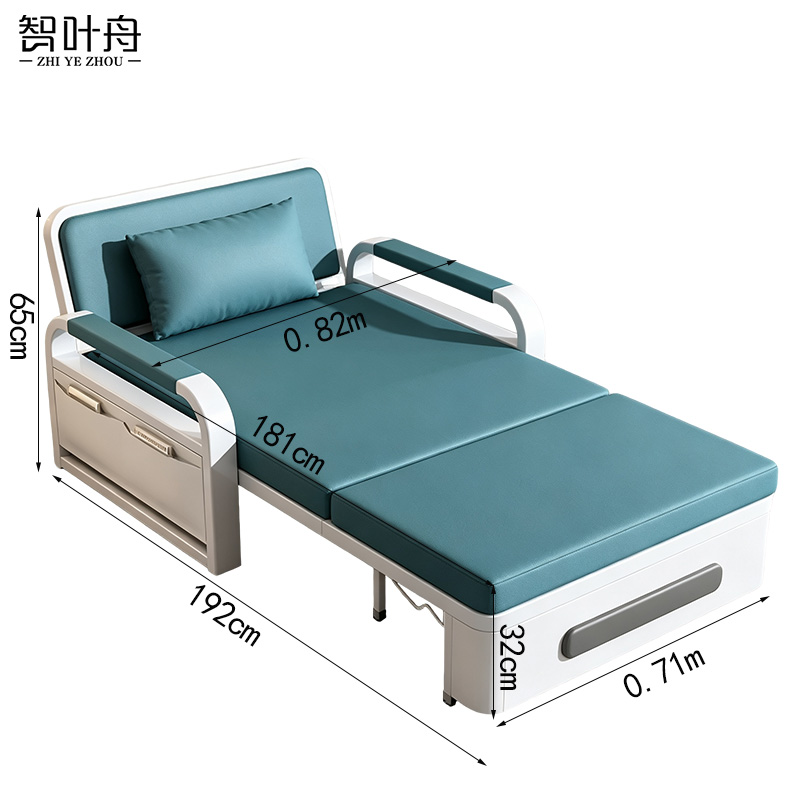 智叶舟多功能沙发床可折叠伸缩设计滑轨支撑稳固布艺耐磨易清洁现代简约客厅卧室两用省空间家居家具高清大图