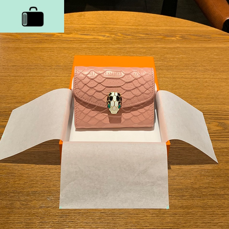 短款卡包女 小巧蛇头多卡位蛇纹放卡的 卡夹防消磁皮卡片夹迷你NEW LAKE女士钱包/卡包 藕粉