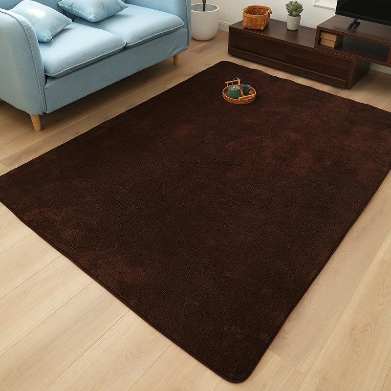 美帮汇简约现代毛绒沙发茶几地垫北欧地毯客厅卧室家用地板垫房间床边毯 深咖 120*160cm【柔·密·零甲醛】