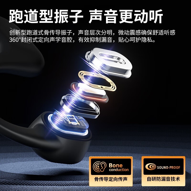 飞利浦(PHILIPS)TAA6609 骨传导蓝牙耳机全能运动黑色高清大图