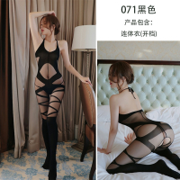 长夜漫漫情趣内衣女士性感透明免脱开档连体袜丝袜夜迷离071_341240 黑色